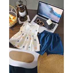 FOREVER FRIDAY Girls Floral Printed Round Neck Top With Shorts-picture-12