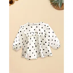 FOREVER FRIDAY Girls Polka Dot Printed Puff Sleeve Cotton Top-picture-23