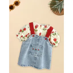 FOREVER FRIDAY Girls Printed Pure Cotton Dungaree With Top-picture-16