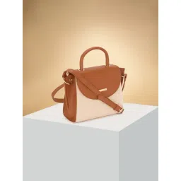 Forever Glam by Pantaloons Beige & Brown Solid Medium Satchel Handbag-picture-30