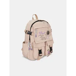 Forever Glam by Pantaloons Beige PU Medium Backpack image 3