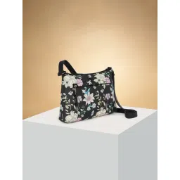Forever Glam by Pantaloons Black Floral Medium Sling Handbag-picture-10