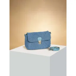 Forever Glam by Pantaloons Blue Quilted Sling Handbag-picture-16