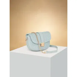 Forever Glam by Pantaloons Blue Textured Medium Sling Handbag-picture-22