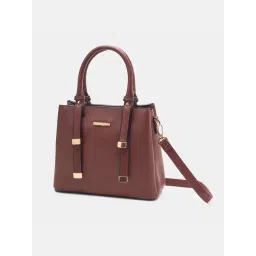 Forever Glam by Pantaloons Maroon Logo Satchel Handbag-picture-45
