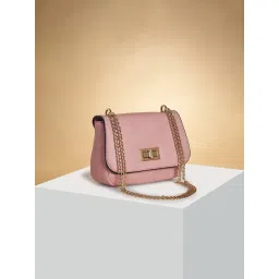 Forever Glam by Pantaloons Pink Solid Medium Sling Handbag-picture-17