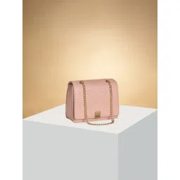 Forever Glam by Pantaloons Pink Textured Medium Sling Handbag-picture-10