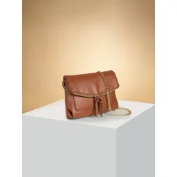 Forever Glam by Pantaloons Tan Solid Medium Sling Handbag-picture-24