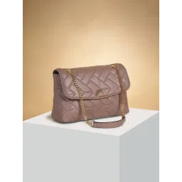 Forever Glam by Pantaloons Taupe Textured Medium Sling Handbag-picture-18