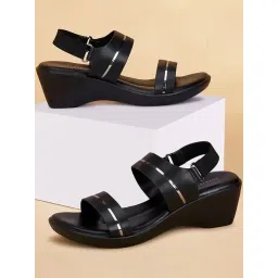 Forever Glam by Pantaloons Women's Black Back Strap Wedges-picture-45