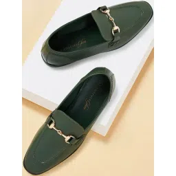 Forever Glam by Pantaloons Women's Bottle Green Casual Loafers-picture-35