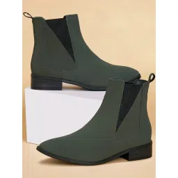 Forever Glam by Pantaloons Women's Olive Chelsea Boots-picture-16