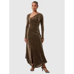 Forever New Brown Metallic Full Sleeves Maxi Dress-picture-37