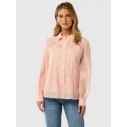 Forever New Dusty Pink Regular Fit Embroidered Shirt-picture-28