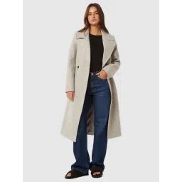 Forever New Grey Solid Full Sleeves Coat with Belt-picture-17