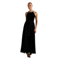 forever new Gwen Halter Neck Pleat Midi Dress-picture-34