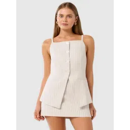 Forever New Neutral Stripe Ronnie Regular Fit Waistcoat-picture-23