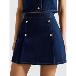 Forever New Pure Cotton A-Line Denim Mini Skirt-picture-10
