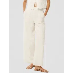 Forever New White Cotton Regular Fit Embroidered Trousers-picture-26