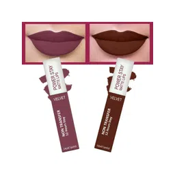 FORFOR Set of 2 Power Stay Matte Lips Non-Transfer 12 Hours Stay Velvet Matte Liquid Lipstick 4 ml Each- Mauve Matte 23 - Cocoa Brown 16-picture-38