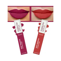 FORFOR Set of 2 Power Stay Matte Lips Non-Transfer 12 Hours Stay Velvet Matte Liquid Lipstick 4 ml Each- Pink Blush 10-Candy Red 01-picture-34