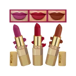 FORFOR Set Of 3 Xpression Matte Lipsticks - Brown Nude 301-Magenta 302-Red Velvet 303-picture-41