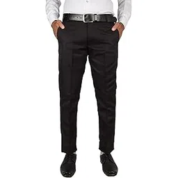 Formal Pant for Men Regular Slim Fit, Polyester Fabric Non-Stretchable Casual Pants Black-picture-28