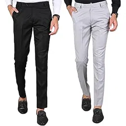 Formal Pants for Men | Men's Slim fit Formal Pant Combo | Non Stretchable Trouser | Office wear Trousers-picture-32
