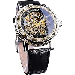 forsining Leather T-Winner Fashion Analogue Men's Watch(Gold Dial Faux Leather Colored Strap)-Gmt1089-2-picture-10