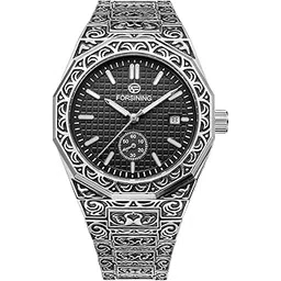 forsining Men's Vintage Automatic Mechanical Watch – Waterproof Chronograph Wrist Watch Stainless Steel Bracelet – Classic Minimalist Design for Business & Casual Wear-picture-39