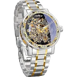 forsining Stainless Steel Mechanical Men's Watch(Gold Dial Silver Colored Strap)-S1089-2, Analogue-picture-53