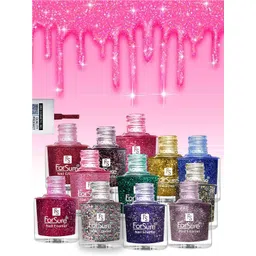 ForSure 4-Pcs High Shine Glitter Nail Polish - 5ml Each - Brown-Pink-Baby Pink-Dark Green image 5