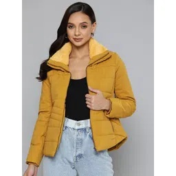 Fort Collins Women Mustard Yellow Solid Padded Jacket-picture-12