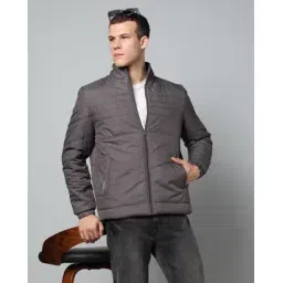 Men Regular Fit Zip-Front Bomber Jacket-image-8