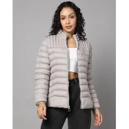 Women Regular Fit Zip-Front Puffer Jacket-image-10