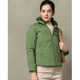 Women Zip-Front Regular Fit Bomber Jacket-image-9