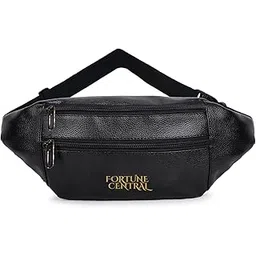 fortune central Waist Bag for Men – Stylish,Premium PU Leather, Adjustable Strap, Waterproof. (Black)-picture-10