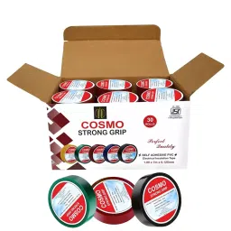 FORUS 18 mm x 7 m Cosmo ISI Marked Adhesive PVC Electrical Insulation Tape Red, Black, Green (Pack of 30)-picture-33