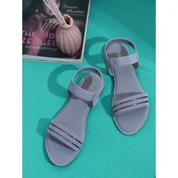 FORVELA Women Embellish Textured Open Toe Flats with Buckles-picture-41