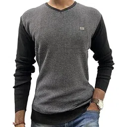 forward Men's V-Neck Jacquard Sweater Black-picture-51