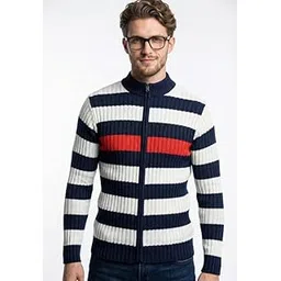 forwards Mock-Neck Striped Full-Sleeve Full-Zip Sweater for Men [Ribbed-Knit Pullover]-picture-43
