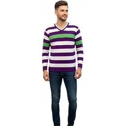 forwards Striped V-Neck Full-Sleeve Sweater for Men-picture-33