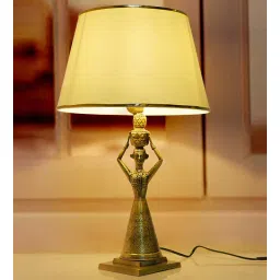 fos lighting Antique Kalash Gold Brass Base Table Lamps with White Fabric Shade-picture-13