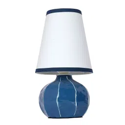 Fos Lighting Contemporary Table Lamp with Hand-Painted Lines Enamel Blue Melon Shaped 40 W-picture-16