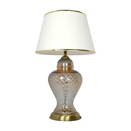 FOS LIGHTING Golden Luster Glass Urn Table Lamp With Cream Shade And Golden Beading-picture-36