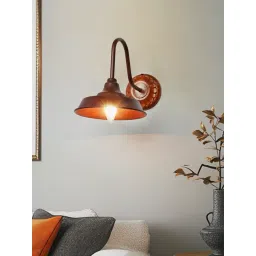 FOS LIGHTING Industrial Brown Barn Wall Sconce with Wooden Mount-picture-35