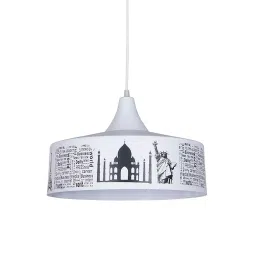 Fos Lighting Pendant Light with Iconic Landmarks 40 W Mild Steel White, MO-WonderPrint-HL1-picture-24