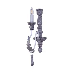 Fos Lighting Provincial Style Single Light Candelabra Wall Sconce - Shal-WoodRusticGrey-WL1-picture-41