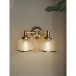 FOS LIGHTING Satin Steel Double Wall Sconce with Rimmed Glass Shades-picture-10