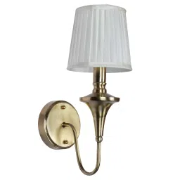 Fos Lighting Wall Light 40 W Fabric, Mild Steel Brass Antique, Funnel-BR-BRSA-TaperPleat6-WL1-picture-20